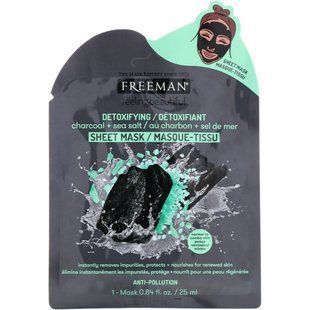 Feeling Beautiful, detoxifying sheet mask, charcoal + sea salt, Freeman Beauty, 1 pc.