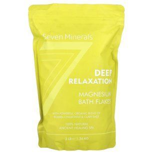 Seven Minerals, Deep Relaxation, Magnesium Bath Flakes, Roman Chamomile & Clary Sage, 3 lb (1.36 kg) купить в Киеве и Украине