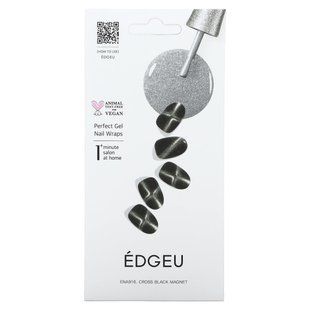 Edgeu, Perfect Gel Nail Wraps, ENA 916 Cross Black Magnet, 19 Piece Set купить в Киеве и Украине