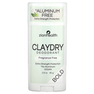 Zion Health, Claydry Deodorant, Bold, Fragrance Free, 2.8 oz (80 g) купить в Киеве и Украине