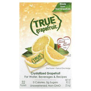 True Citrus, True Grapefruit, Crystallized Grapefruit, Unsweetened, 32 Packets .90 oz (25.6 g) купить в Киеве и Украине