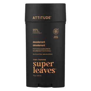 ATTITUDE, Super Leaves&trade;, Aluminum-Free Deodorant, For Men, Patchouli & Bourbon, 2.64 oz (75 g)