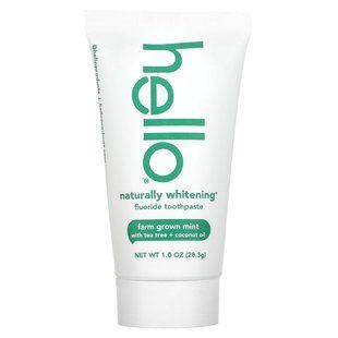 Whitening fluoride toothpaste, farm-grown, mint, Hello, 1 ounce (28.3 g)