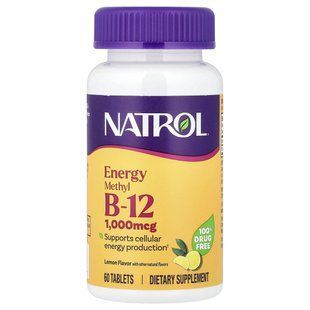 Витамин B12 метилкобаламин Natrol (Methyl B12) 1000 мкг 60 таблеток лимон купить в Киеве и Украине