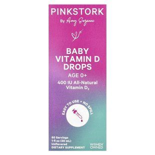 Pink Stork, Baby Vitamin D Drops, Age 0+, Unflavored, 1 fl oz (30 ml) купить в Киеве и Украине