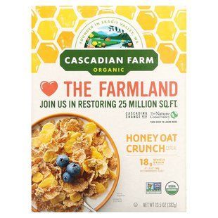 Cascadian Farm, Organic Honey Oat Crunch Cereal, 13.5 oz (382 g) купить в Киеве и Украине