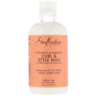 Кокосовое и гибискусное молоко, Coconut & Hibiscus, Curl & Style Milk, SheaMoisture, 237 мл купить в Киеве и Украине