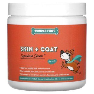 Wonder Paws, Super Chews For Dogs, для кожи и шерсти, для всех возрастов, 70 жевательных таблеток, 140 г (4,94 унции) купить в Киеве и Украине