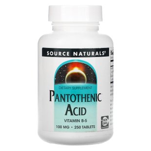 Пантотеновая кислота, Pantothenic Acid, Source Naturals, 100 мг, 250 таблеток купить в Киеве и Украине