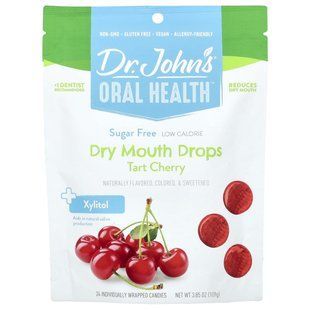 Dr. John's Healthy Sweets, Oral Health, капли для сухости во рту, с ксилитом, вишня, без сахара, 24 конфеты в индивидуальной упаковке, 109 г (3,85 унции) купить в Киеве и Украине
