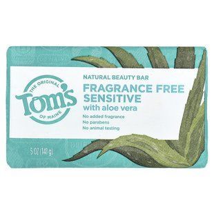 Tom's of Maine, Натуральное мыло для красоты с алоэ вера, без отдушек, для чувствительной кожи, 141 г (5 унций) купить в Киеве и Украине