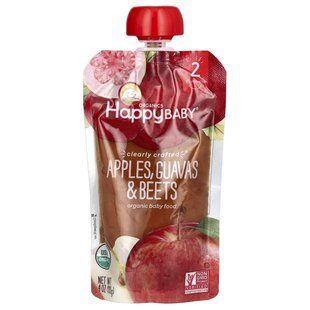 Happy Family Organics, Органическое детское питание, этап 2, от 6 месяцев, яблоки, гуава и свекла, 4,0 унции (113 г) купить в Киеве и Украине