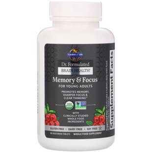 Garden of Life, Dr. Formulated для мозга, памяти и концентрации для молодежи, 60 вегетарианских таблеток купить в Киеве и Украине