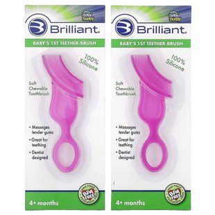 Baby Buddy, Brilliant, Baby's 1st Teether-Brush, 4+ months, 2 Teether-Brush купить в Киеве и Украине