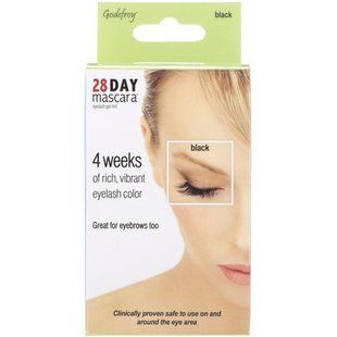 28-Day Mascara, Gel Shades for Eyelashes Set, Black, Godefroy, 25 Applications Translated parts: 28-дневная (28-Day), комплект (Set), гелевых оттенков (Gel Shades), для ресниц (for Eyelashes), черный (Black), аппликаций (Applications).