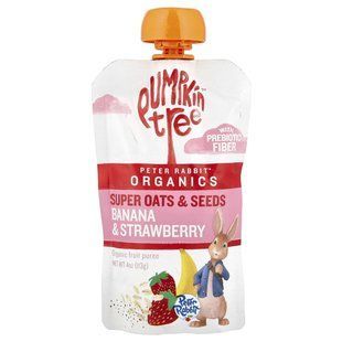 Pumpkin Tree Organics, Peter Rabbit&trade; Organics, Organic Fruit Puree, Super Oats & Seeds, Banana & Strawberry, 4 oz (113 g)