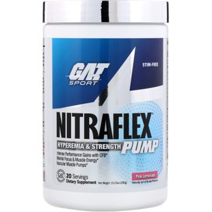 Добавка для набора мышечной массы Nitraflex Pump, розовый лимонад, GAT, 290 г купить в Киеве и Украине