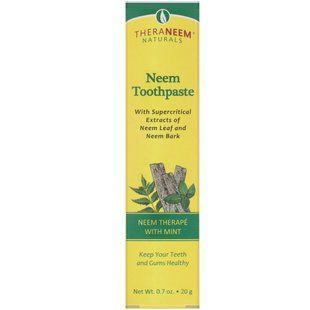 Treatment based on neem with mint, Toothpaste with neem, TheraNeem Naturals, Organix South, 0.7 oz (20 g).