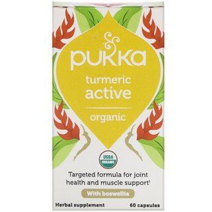 Органическая куркума, активная, Organic Turmeric, Active, Pukka Herbs, 60 капсул купить в Киеве и Украине