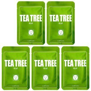 Lapcos, Tea Tree Relief Beauty Sheet Mask Set, 5 Sheets, 0.84 fl oz (25 ml) Each купить в Киеве и Украине