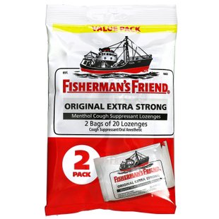 Fisherman's Friend, Леденцы от кашля с ментолом, Original Extra Strong, 40 леденцов купить в Киеве и Украине