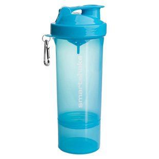Шейкер 2 в 1 с контейнером внизу НЕОН Голубой SmartShake (Slim NEON Blue) 500 мл купить в Киеве и Украине