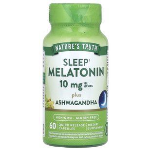 Nature's Truth, Sleep Melatonin Plus Ashwagandha, 10 mg, 60 Quick Release Capsules (5 mg per Capsule) купить в Киеве и Украине