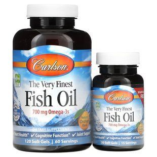 Рыбий жир Carlson Labs (Fish oil) 700 мг 120+30 капсул со вкусом апельсина купить в Киеве и Украине