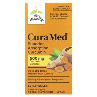 Куркумін покращеного засвоєння Terry Naturally (CuraMed) 500 мг 60 капсул