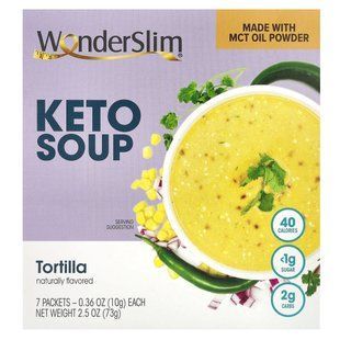 WonderSlim, кето-суп, тортилья, 7 пакетиків по 10 г (0,36 унції).