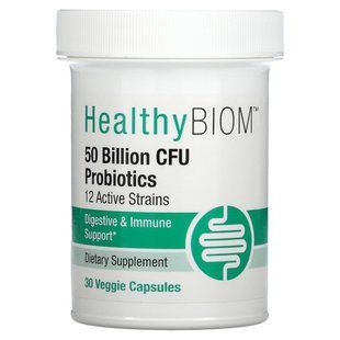 High Potency Probiotics, HealthyBiom, 50 Billion CFUs, 30 vegetarian capsules