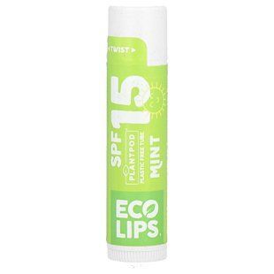 Бальзам для губ, SPF15, М'ята, Eco Lips Inc, 015 унцій (425 г)