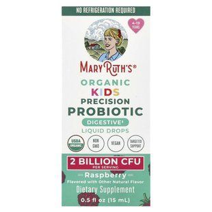 MaryRuth's, Organic Kids Precision Probiotic, Liquid Drops, 4-13 Years, Raspberry, 2 Billion CFU , 0.5 fl oz (15 ml) купить в Киеве и Украине