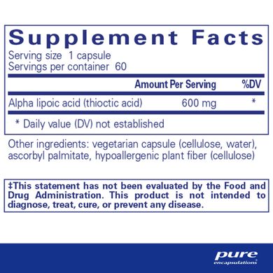 Альфа-ліпоєва кислота Pure Encapsulations (Alpha Lipoic Acid) 600 мг 60 капсул