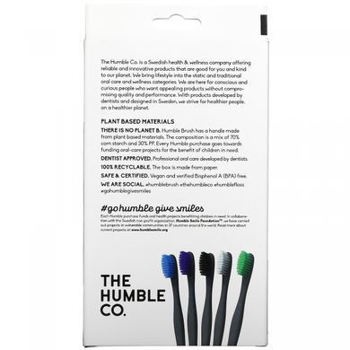 The Humble Co., Humble Brush, зубна щітка, м'яка щетина, 5 шт. В упаковці