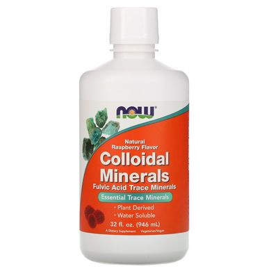 Колоїдні мінерали з натуральним смаком малини Now Foods (Colloidal Minerals) 946 мл