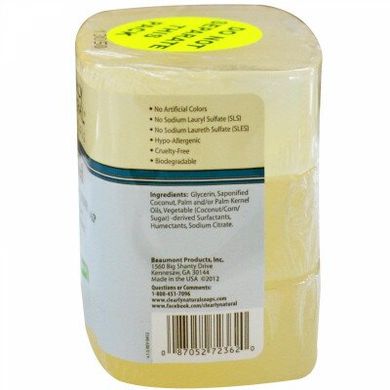 Натуральное чистое глицериновое мыло, без запаха, Clearly Natural, 3 куска в упаковке, 4 унции каждое купить в Киеве и Украине
