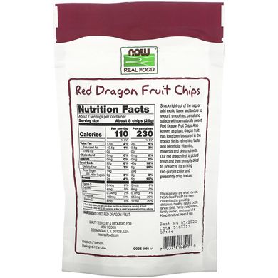 Фруктовые чипсы из питахайи Now Foods (Red Dragon Fruit Chips) 57 г купить в Киеве и Украине