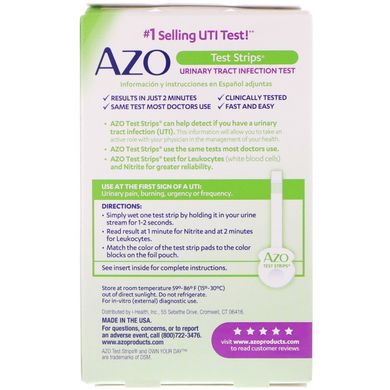 Тест-смужки для виявлення інфекцій сечовивідних шляхів Azo (Urinary Tract Infection Test Strips) 3 смужки для самодіагностики