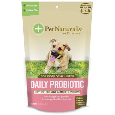 Щоденний пробіотик для собак Pet Naturals of Vermont (Daily Probiotic For Dogs of All Sizes) 100 млн КУО 60 жувальних цукерок