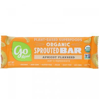 Органический батончик из пророщенных зерен Go Raw (Organic Sprouted Bar) 10 шт. со вкусом абрикос-льняное семя купить в Киеве и Украине