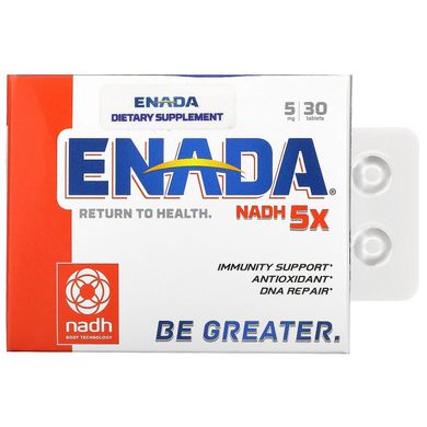 Enada NADH, збадьорювальний кофермент, Co - E1, 5 мг, 30 таблеток