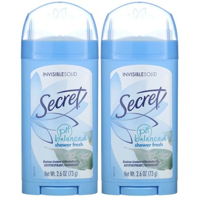 pH збалансований антиперспірант / дезодорант невидимий Secret (pH Balanced Antiperspirant/Deodorant Invisible Solid Shower Fresh Twin Pack) 2 шт по 73 г