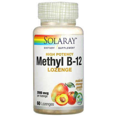 Вітамін В-12 персик і манго Solaray (Methyl B-12) 2500 мкг 60 льодяників
