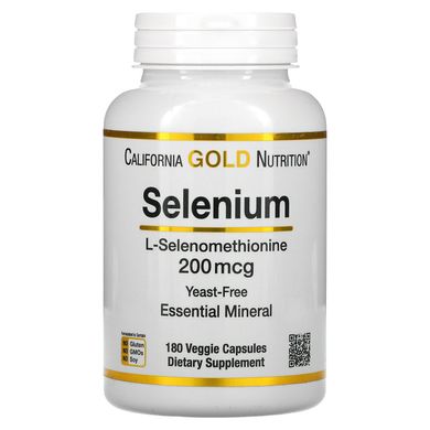 Селен без дріжджів California Gold Nutrition (Selenium Yeast-Free) 200 мкг 180 вегетаріанських капсул