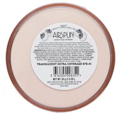 Airspun, Loose Face Powder, Translucent Extra Coverage 070-41, 1.2 oz (35 g) купить в Киеве и Украине