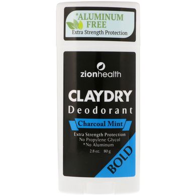 Дезодорант ClayDry, деревна м'ята, Zion Health, 2,8 унції (80 г)