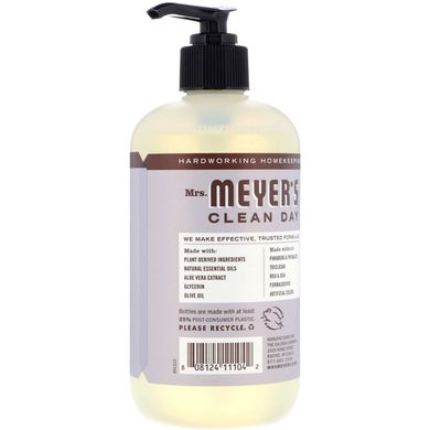 Мило для рук, Hand Soap, Лавандовий аромат, Mrs Meyers Clean Day, 12,5 рідких унцій (370 мл)