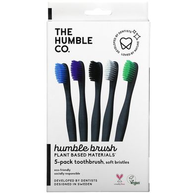 The Humble Co., Humble Brush, зубна щітка, м'яка щетина, 5 шт. В упаковці