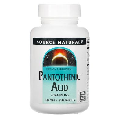 Пантотенова кислота, Pantothenic Acid, Source Naturals, 100 мг, 250 таблеток